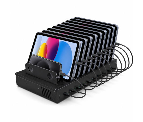 Dual Charge USB-A/USB-C 1000W Ladestation mit 10 Anschlüssen - schwarz
