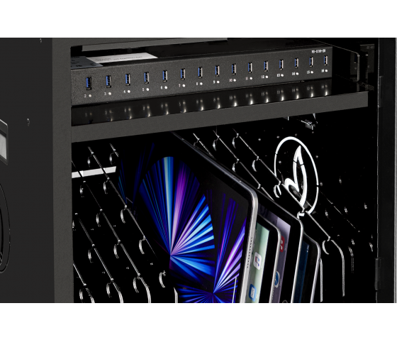 Bravour BRVD12 Ladeschrank für 12 Tablets oder Laptops bis 17 Zoll - Schwarz - USB