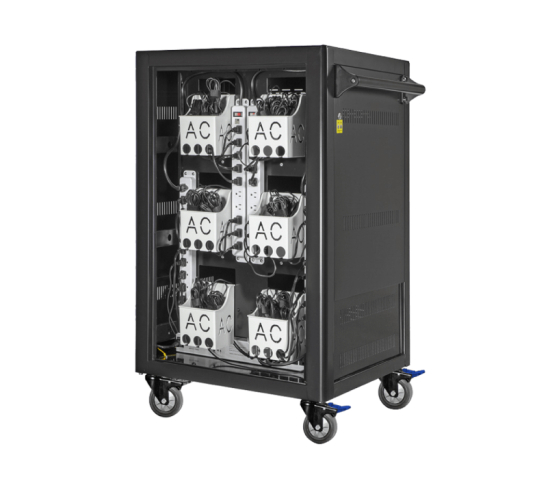 Ladewagen AC-LITE 30 für 30 Laptops, Chromebooks oder Tablets – mit entnehmbaren Netzteil-Körben