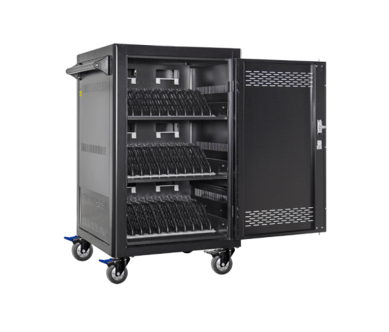 Ladewagen AC-LITE 30 für 30 Laptops, Chromebooks oder Tablets – mit entnehmbaren Netzteil-Körben