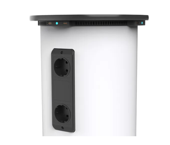 Zioxi PowerHub Tower mit Kabel – 4 Steckdosen / 4 USB-A- und USB-C-Anschlüsse