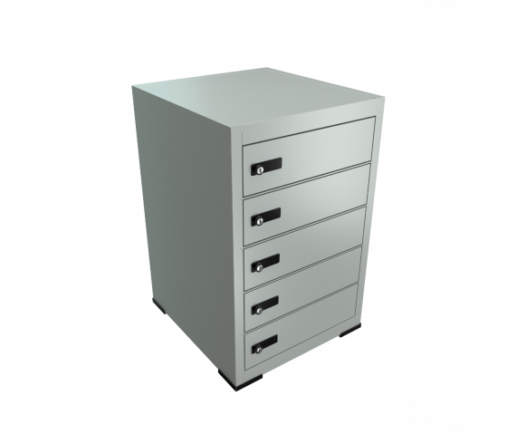 Tisch Schließfachschränke mit Ladefunktion BR5DESK für 5 Geräte - Zahlenschloss