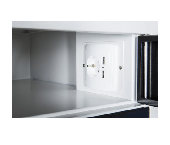 Fächerschrank BR10KL Schwarz für 30 Mobilgeräte – USB-Anschlüsse und Steckdosen – Schlüsselschlösser