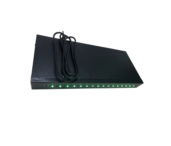 1U-Hub mit 16 USB-C-Anschlüssen zum Laden und Synchronisieren, USB 3.1