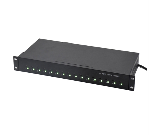 16 Ports USB-C 45W 1U Rackmount Lade-Hub