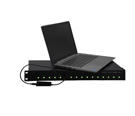 16 Ports USB-C 65W 1U Rackmount Lade-Hub