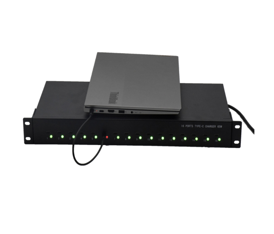 16 Ports USB-C 65W 1U Rackmount Lade-Hub