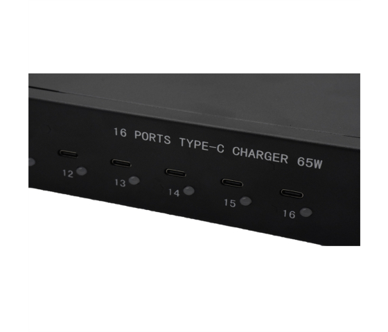 16 Ports USB-C 65W 1U Rackmount Lade-Hub