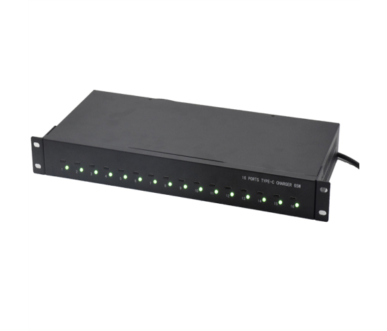16 Ports USB-C 65W 1U Rackmount Lade-Hub