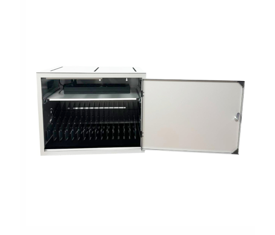 Bravour BRVD16 Ladeschrank für 16 mobile Geräte bis zu 17 Zoll - Weiß - Steckdose