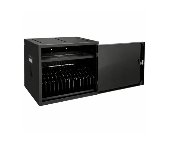 Bravour BRVD16 Ladeschrank für 16 mobile Geräte bis zu 17 Zoll - Schwarz - Steckdose