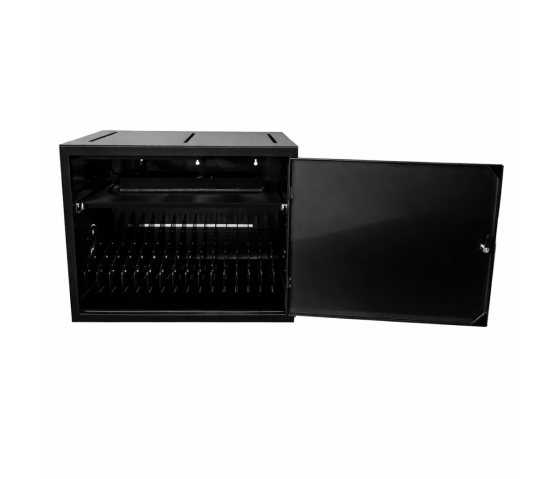 Bravour BRVD16 Ladeschrank für 16 mobile Geräte bis zu 17 Zoll - Schwarz - Steckdose