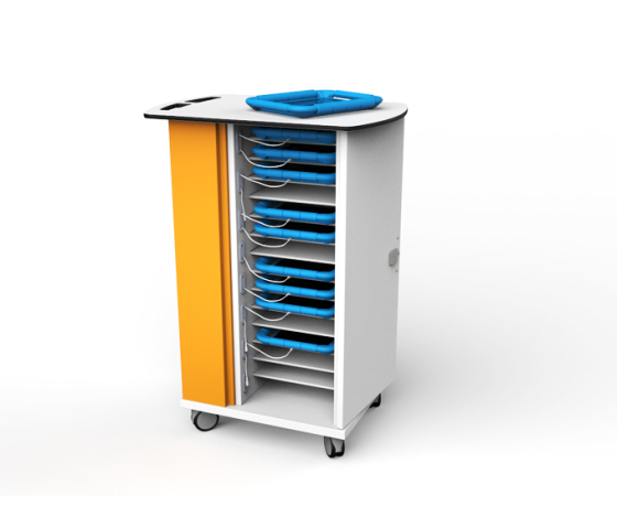 Charge & Sync Ladewagen für 16 iPads mit dicken Schutzhüllen - Zioxi SYNCT-KC-16 - Schlüsselschloss