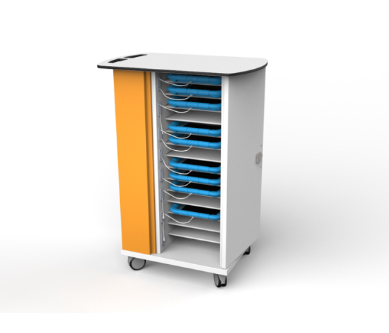 Charge & Sync Ladewagen für 16 iPads mit dicken Schutzhüllen - Zioxi SYNCT-KC-16 - Schlüsselschloss