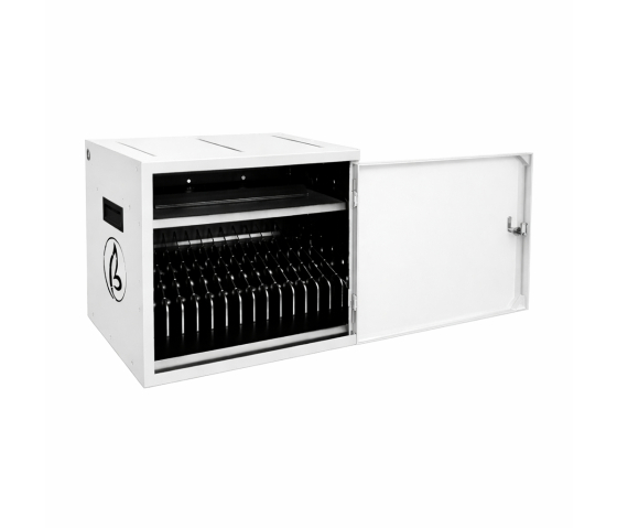 Bravour BRVD16 Ladeschrank für 16 mobile Geräte bis zu 17 Zoll - Weiß - Steckdose