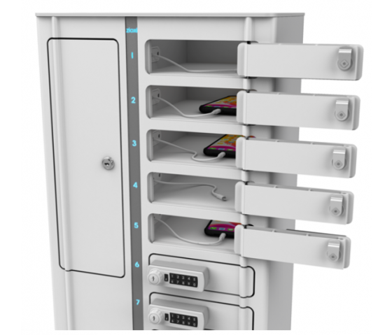 Zioxi Volt USB-C Fächerschrank mit Ladefunktion VSP1-10S-UC-C-G für 10 Smartphones - digitales Codeschloss