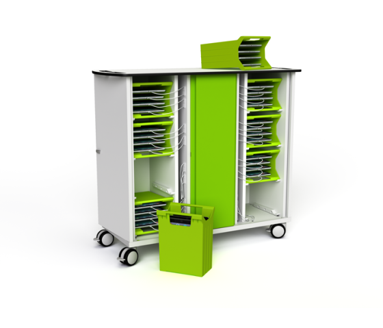 Zioxi OnView Ladewagen mit Tragekörben für 32 Tablets bis 10,5 Zoll - RFID-Schloss