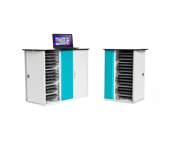 USB-C Ladeschrank für 32 Laptops mit vormontierten USB-C Kabeln - Zioxi CHRGCUC-LS-32-K# - Schlüsselschloss