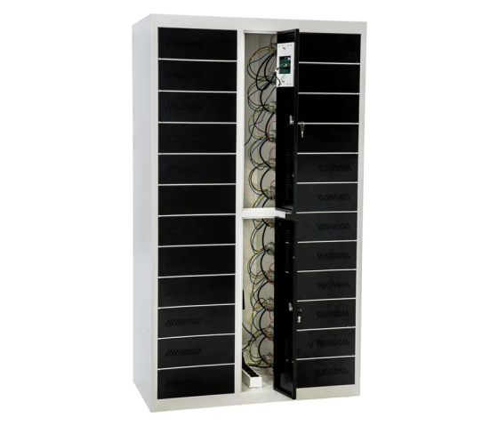 Laptop & Tablet Fächerschrank mit Ladefunktion BR24PSLZ – 24 Fächer – Steckdose & USB-Anschluss – RFID