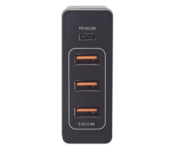 Power Delivery-Ladehub mit 3 USB-A- und 1 USB-C-Anschluss