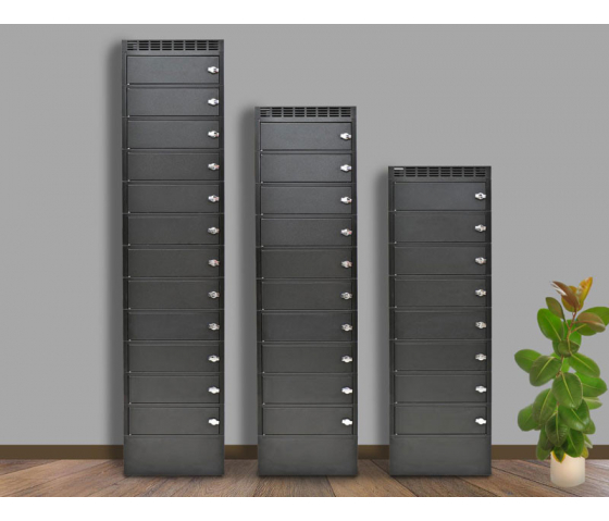 Ladeschrank mit Schließfächern Leba NoteLocker 12 für 12 Geräte bis zu 15,6 Zoll - Schlüsselschloss