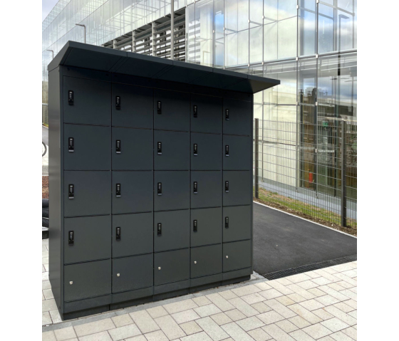 E-bike Akku-Fächerschrank mit Ladefunktion mit 16 Fächern - Außeneinsatz - Schlüsselschloss
