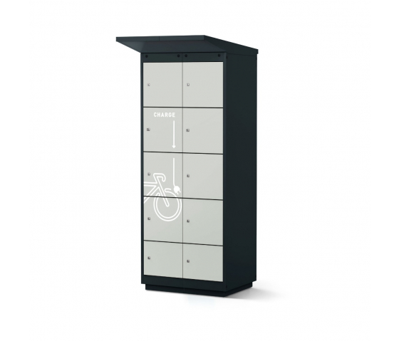 E-bike Akku-Fächerschrank mit Ladefunktion mit 8 Fächern - Außeneinsatz - Schlüsselschloss