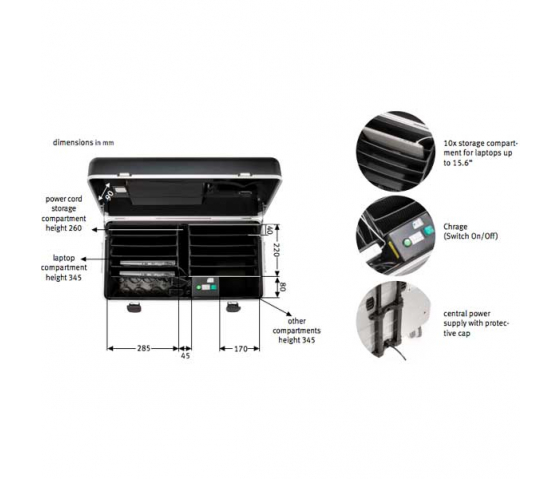 Parat N10 Trolley Koffer Notebooks für 10 x 15,6'' in Schwarz