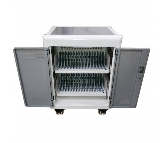 P-Tec T32V Ladewagen für 32 Tablets oder Laptops bis zu 16 Zoll – Aufladen über Steckdosen