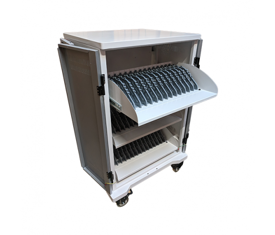 P-Tec T42V Ladewagen für 42 Tablets oder Laptops bis zu 16 Zoll – Aufladen über Steckdosen