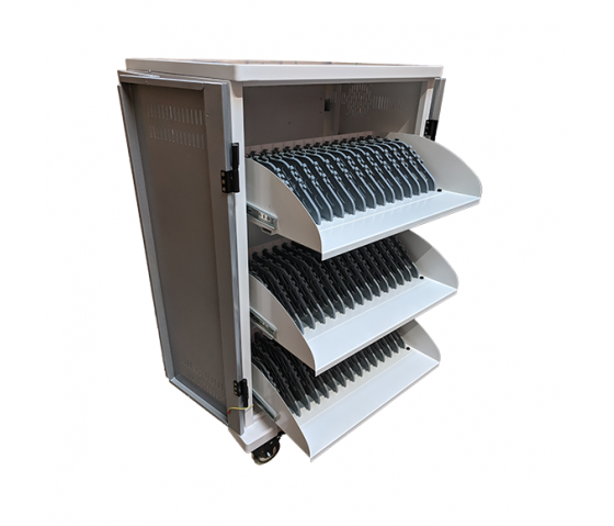 P-Tec T42V Ladewagen für 42 Tablets oder Laptops bis zu 16 Zoll – Aufladen über Steckdosen