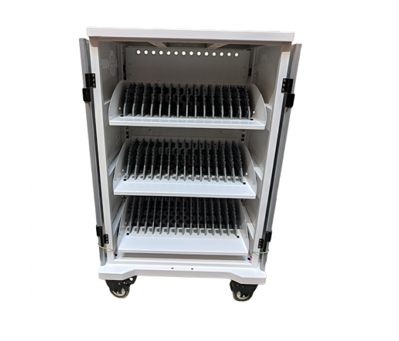 P-Tec T42V Ladewagen für 42 Tablets oder Laptops bis zu 16 Zoll – Aufladen über Steckdosen