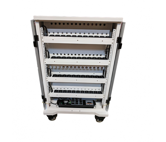 P-Tec T42V Ladewagen für 42 Tablets oder Laptops bis zu 16 Zoll – Aufladen über Steckdosen