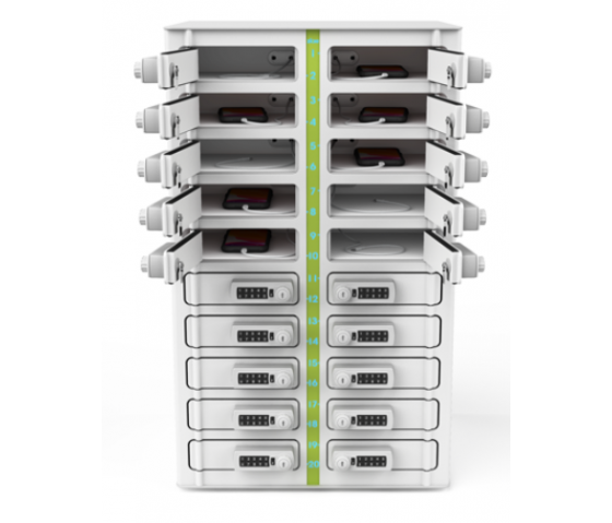 Zioxi Volt bay smartphone wall locker VSP1-20W-UC-CP für 20 Smartphones bis 7 Zoll - Zahlenschloss - USB-C