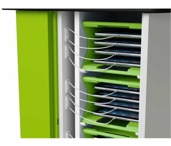 Zioxi iPad Ladeschrank mit Tragekörben, Rädern, Aufbewahrung, integriertem USB-C-Ladevorgang und Aufladung für 32 iPads und die meisten USB-Tablets, Zylinderschloss