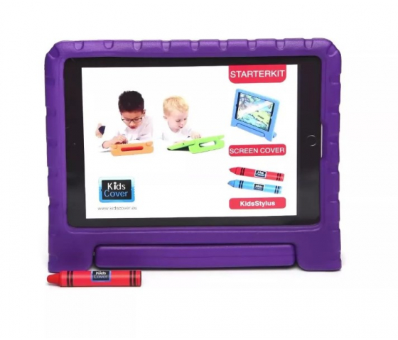 iPad 2019, 2020, 2021 - KidsCover lila inklusive ScreenCover und Stylus