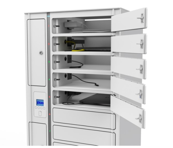 Zioxi Volt BYOD-Ladeschrank für 16 Laptops – Steckdose + USB-C 60 W – RFID & onView
