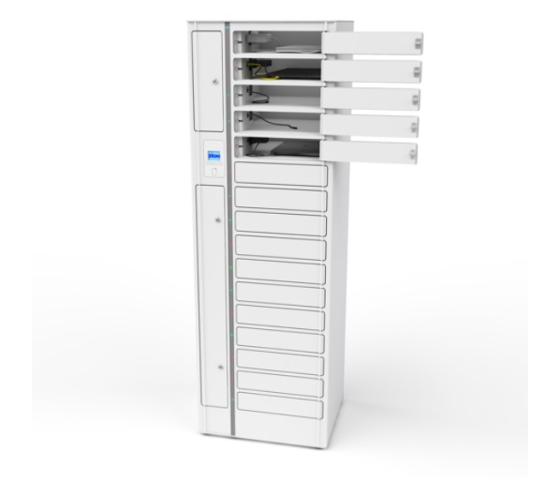 Zioxi Volt BYOD-Ladeschrank für 16 Laptops – Steckdose + USB-C 60 W – RFID & onView