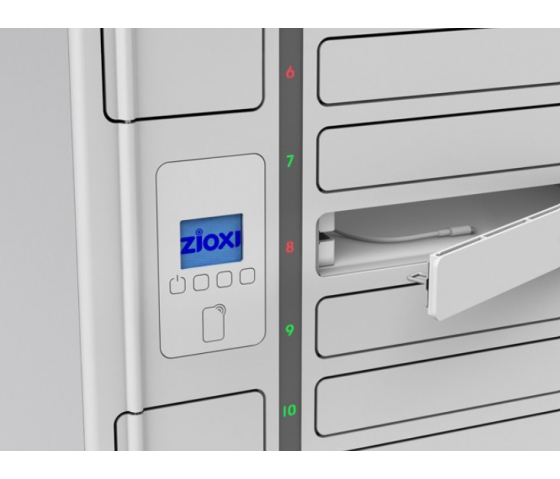 Zioxi Volt USB-A Fächerschrank mit Ladefunktion VSP1-10S-UA-O-G für 10 Smartphones - RFID-Schloss + Websteuerung