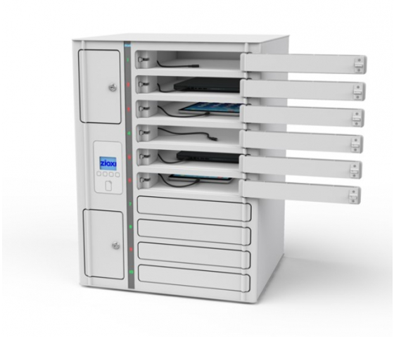 USB-C Fächerschrank mit Ladefunktion Zioxi VTB1-10S-UC-O-G# für 10 iPads & Tablets - inklusive USB-C Kabel - RFID Schloss + Websteuerung