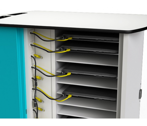 Zioxi Laptop-Ladeschrank mit Ethernet & Soft-Start Power Management für 16 Laptops - Schlüsselschloss