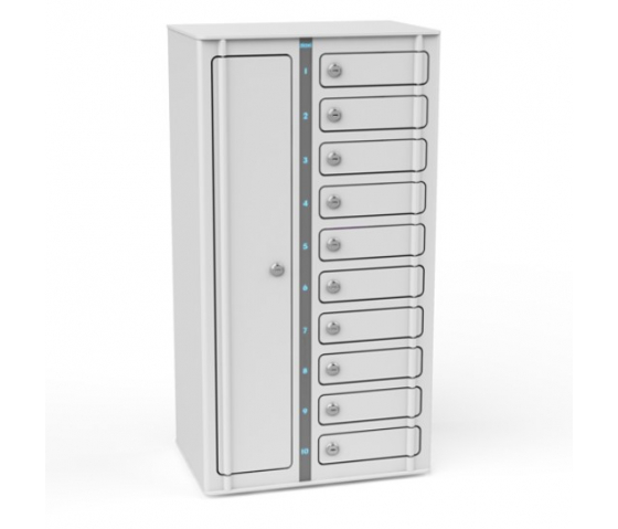 Smartphone Volt 1:1 USB-A Fächerschrank mit Ladefunktion VSP1-10S-UA-C-G% inklusive 3-in-1 Kabel für 10 Smartphones - digitales Codeschloss