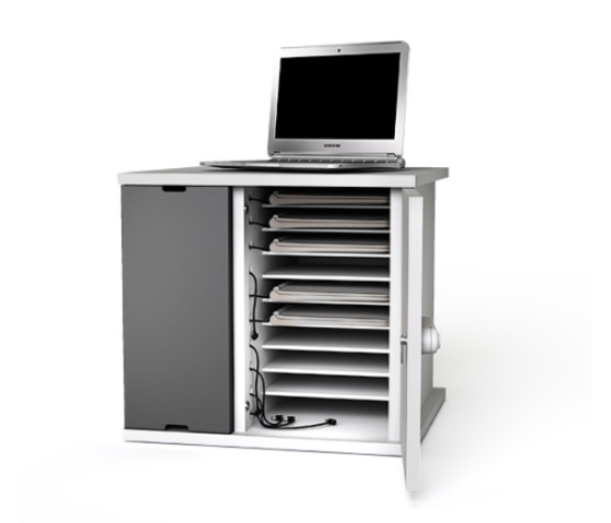 Zioxi Chromebook-Ladeschrank mit Kabeln - für 10 Laptops & große Tablets bis zu 14 Zoll - Laden über USB-C - RFID-Schloss