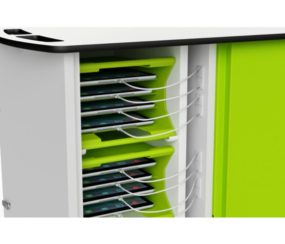 Tablet-Ladewagen Zioxi mit Tragekörben CHRGT-TBB-32-K für 32 Tablets bis zu 10,5 Zoll - Schlüsselschloss