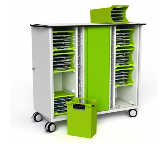 Tablet-Ladewagen Zioxi mit Tragekörben CHRGT-TBB-32-K für 32 Tablets bis zu 10,5 Zoll - Schlüsselschloss