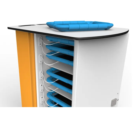 Charge & Sync Ladewagen für 16 iPads mit dicken Schutzhüllen - Zioxi SYNCT-KC-16 - Schlüsselschloss