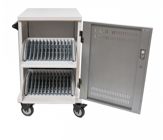 P-Tec T24V Ladewagen für 24 Tablets oder Laptops – Aufladen über Steckdosen