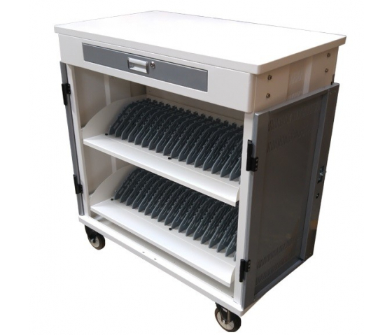 P-Tec T42V Ladewagen für 42 Tablets oder Laptops bis zu 16 Zoll – Aufladen über Steckdosen