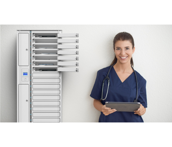 iPad Volt 1:1 USB-C Ladeschrank VTB1-24S-UC-O-G für 24 iPads & Tablets - RFID-Schloss + Websteuerung