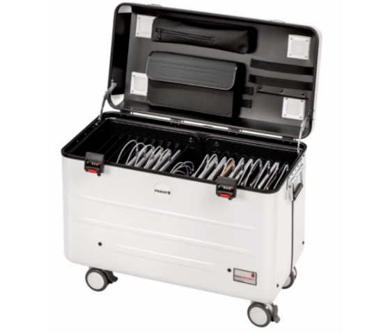 Parat Paraproject Ladekoffer TC20 TwinCharge USB-C für 20 Tablets bis 12.9 Zoll - mit USB-C auf Lightning / LED-Kabel, in Weiß